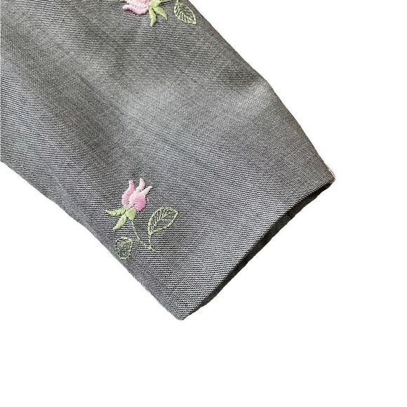 Vintage ESCADA Rose Embroidered Blazer Suit Jacket Gray Pink Size Small - Picture 7 of 12